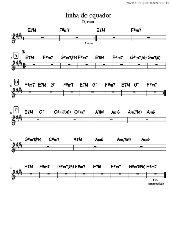 Partitura da música Linha Do Equador v.3