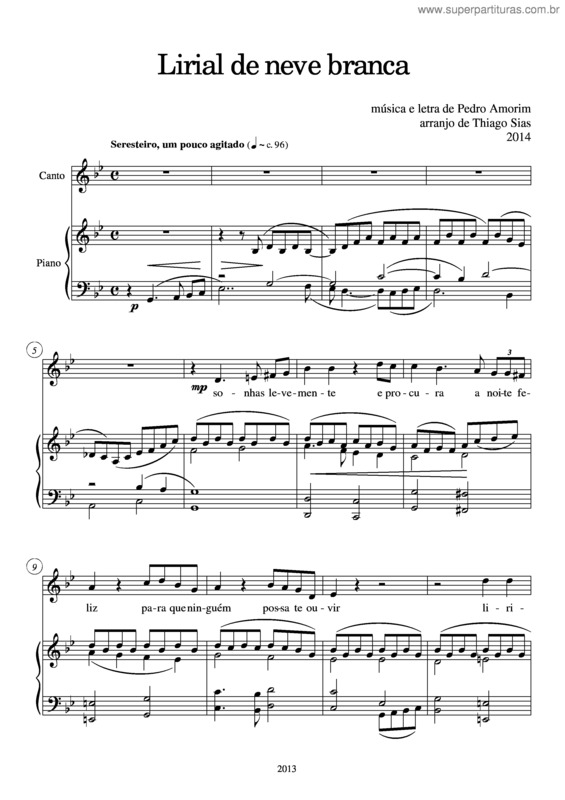 Partitura da música Lirial de neve branca