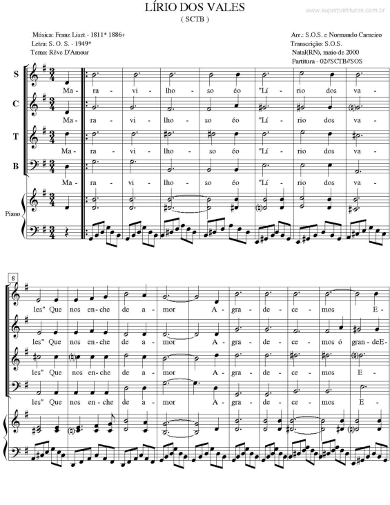 Partitura da música Lírio dos Vales