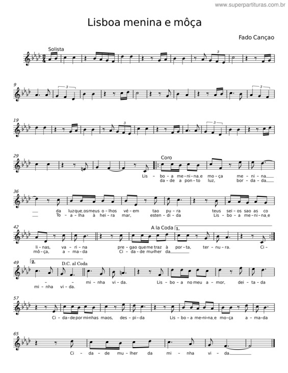 Partitura da música Lisboa Menina E Môça v.3