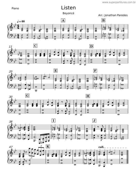 Partitura da música Listen – Beyoncé