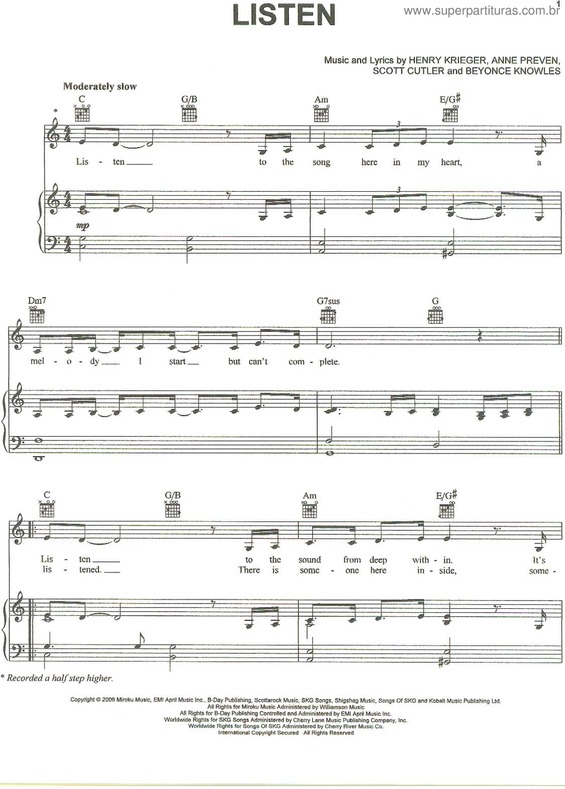 Partitura da música Listen v.2