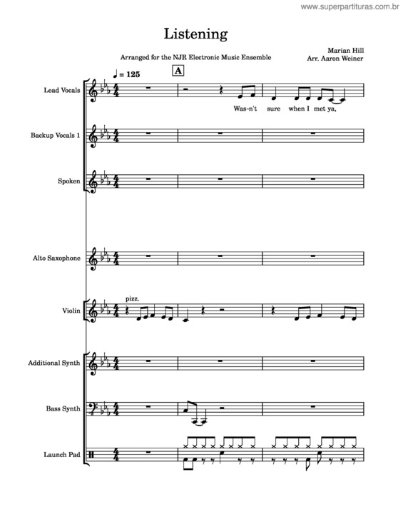 Partitura da música Listening – Marian Hill