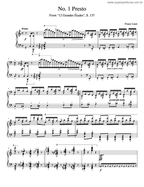 Partitura da música Liszt 12 Grandes Études, S.137