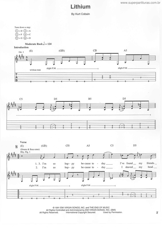 Partitura da música Lithium v.3