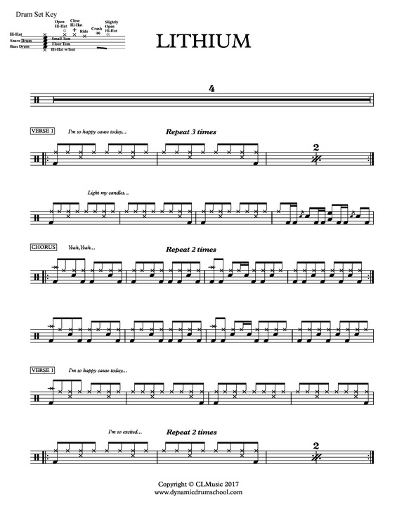 Partitura da música Lithium v.4