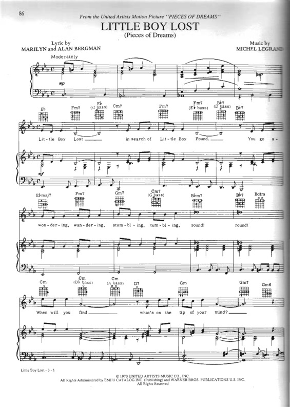 Partitura da música Little Boy Lost