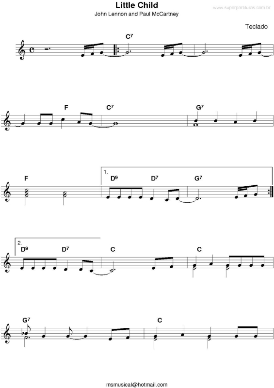 Partitura da música Little Child v.2