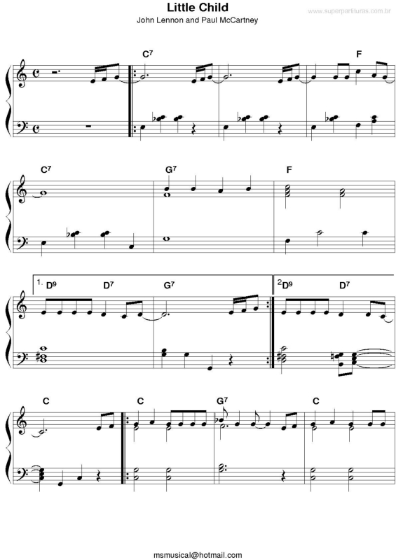 Partitura da música Little Child