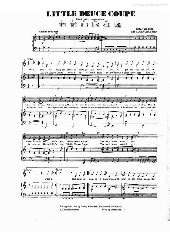 Partitura da música Little Deuce Coupe