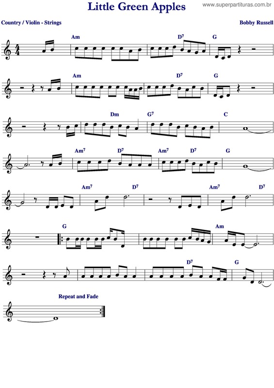 Partitura da música Little Green Apples v.2