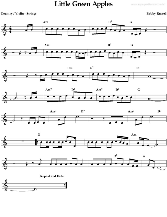 Partitura da música Little Green Apples