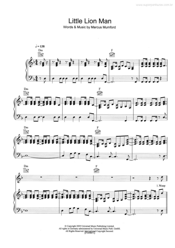 Partitura da música Little Lion Man