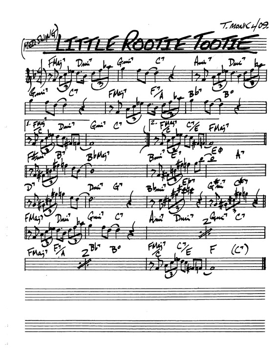 Partitura da música Little Rootie Tootie