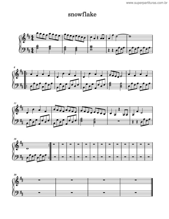 Partitura da música Little Snowflake – Misc Children
