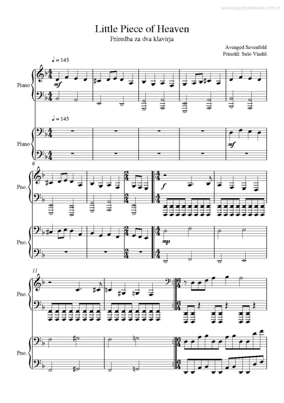 Partitura da música Littler Piece of Heaven