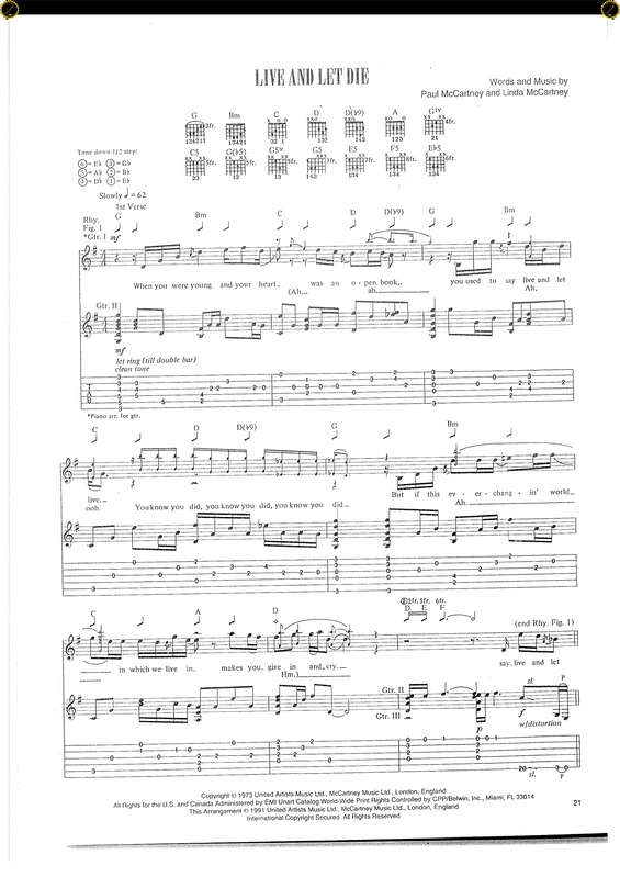 Partitura da música Live And Let Die v.5