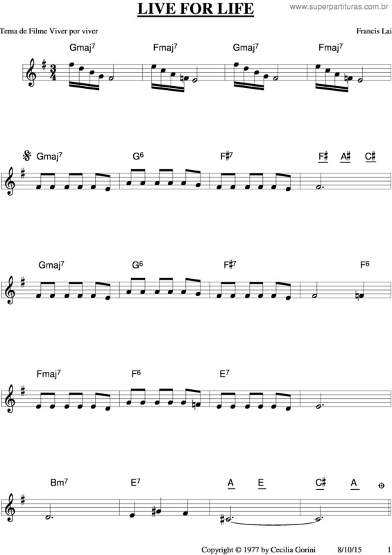 Partitura da música Live For Life