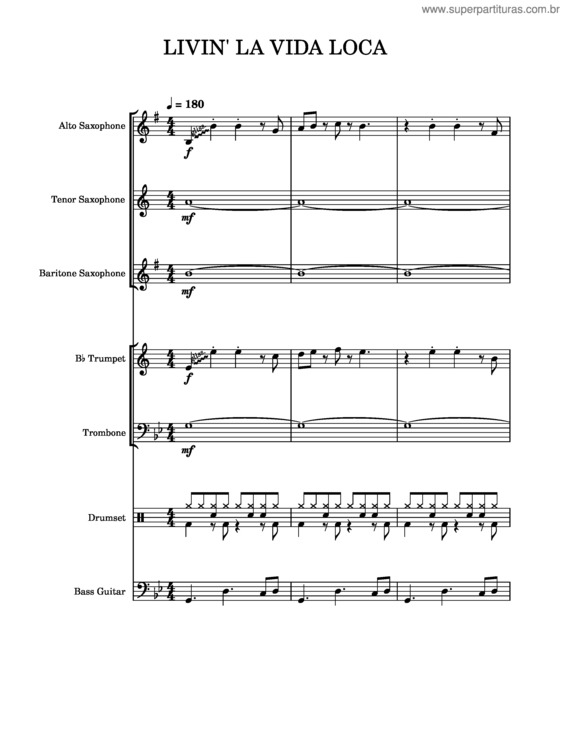 Partitura da música Livin` La Vida Loca v.9