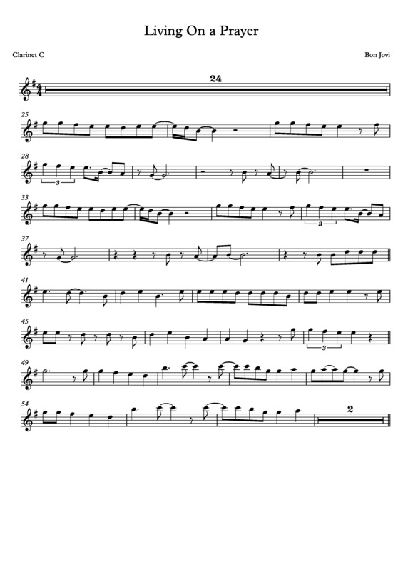 Partitura da música Livin´ On A Prayer v.4