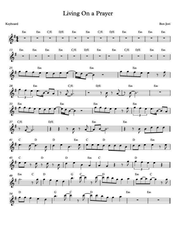 Partitura da música Livin´ On A Prayer v.8