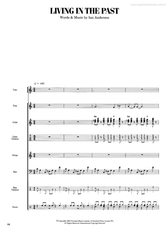 Partitura da música Living in the Past v.2