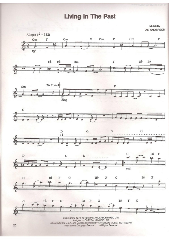 Partitura da música Living in the Past v.3