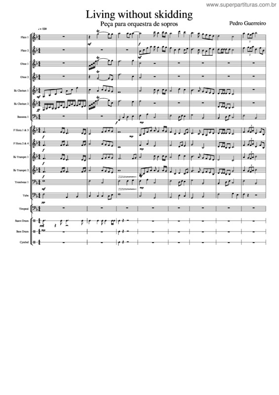 Partitura da música Living Without Skidding – Peça Para Orquestra De Sopros