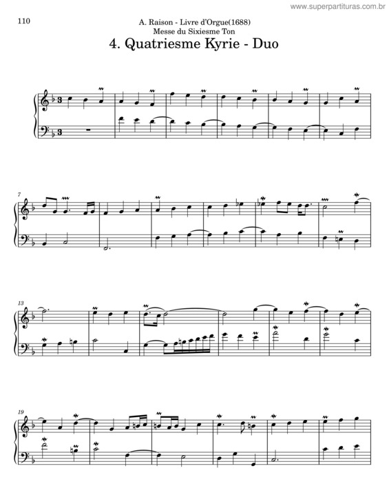 Partitura da música Livre D`Orgue – A. Raison