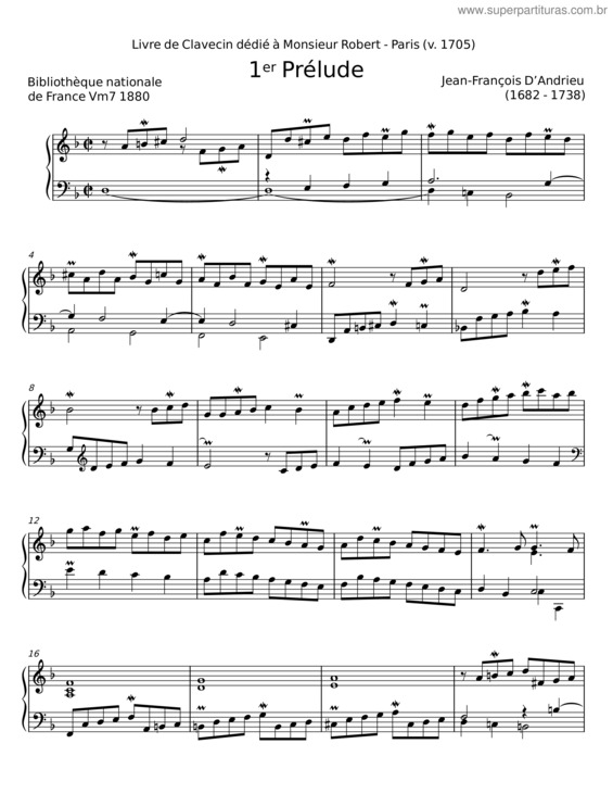 Partitura da música Livre De Clavecin Dédié À Monsieur Robert