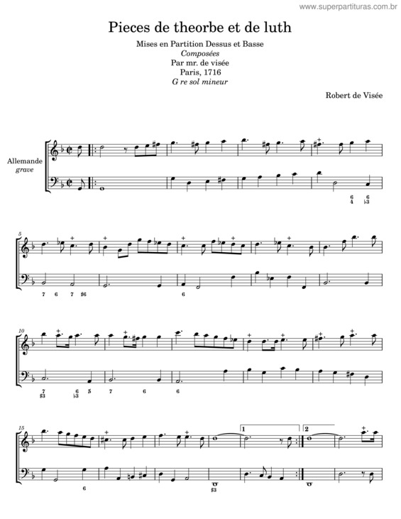 Partitura da música Livre De Pièces De Théorbe Et De Luth – Robert De Visée v.2