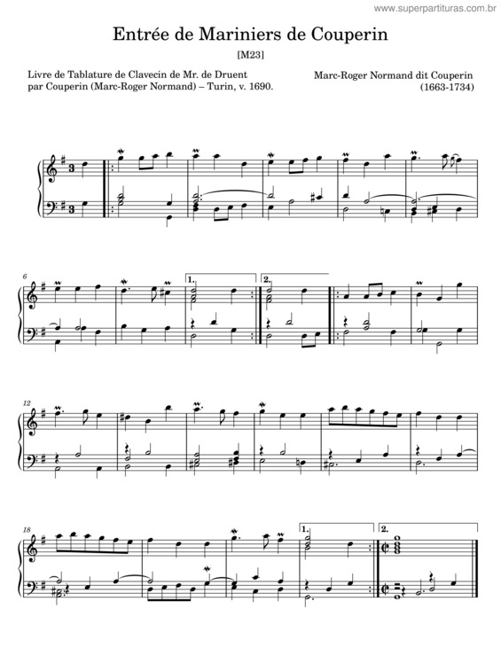 Partitura da música Livre De Tablature De Clavecin – Marc–Roger Normand