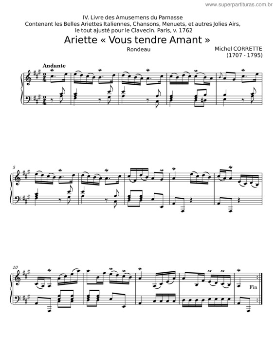 Partitura da música Livre Des Amusemens Du Parnasse – Michel Corrette