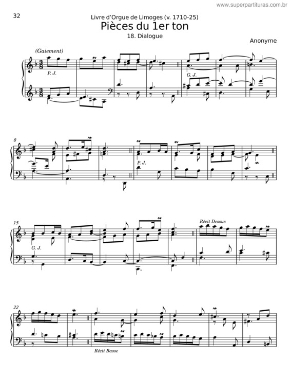 Partitura da música Livre D’Orgue De Limoges