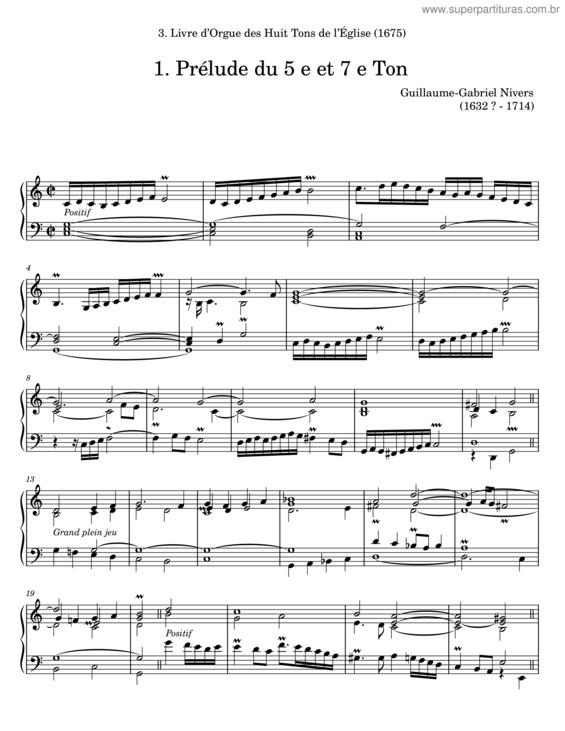 Partitura da música Livre D’Orgue Des Huit Tons De L’Église – Guillaume–Gabriel Nivers