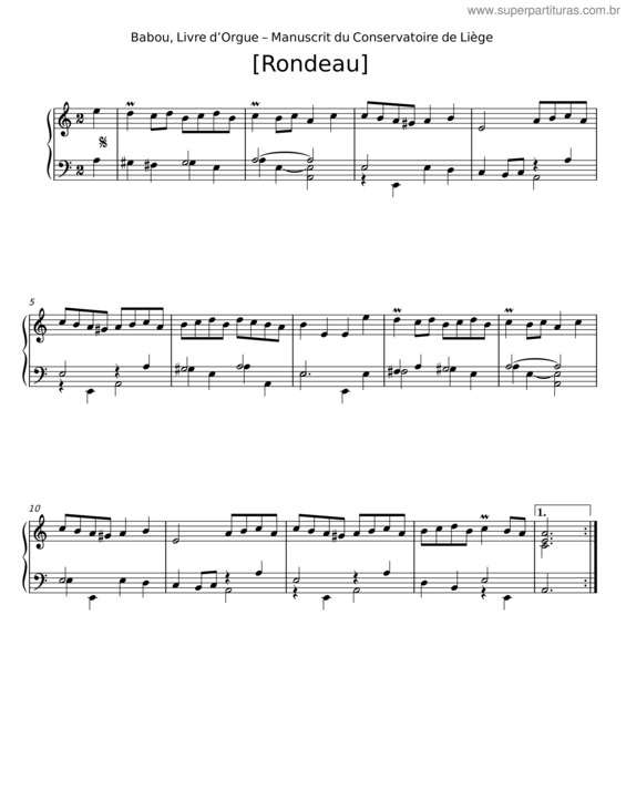 Partitura da música Livre D’Orgue v.2