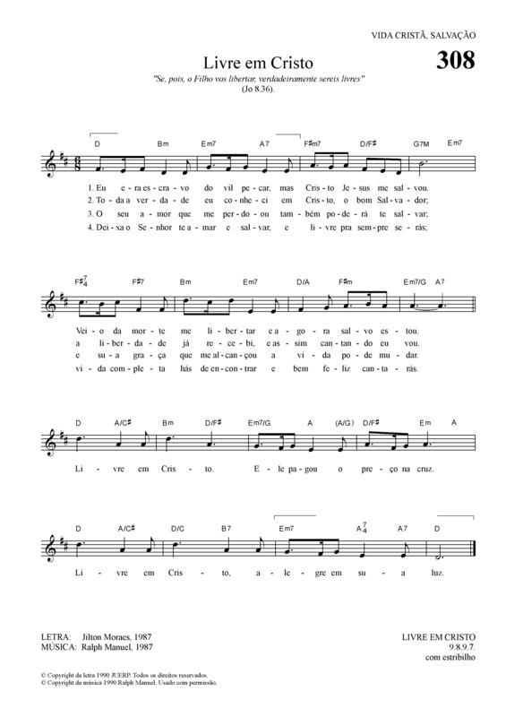 Partitura da música Livre Em Cristo