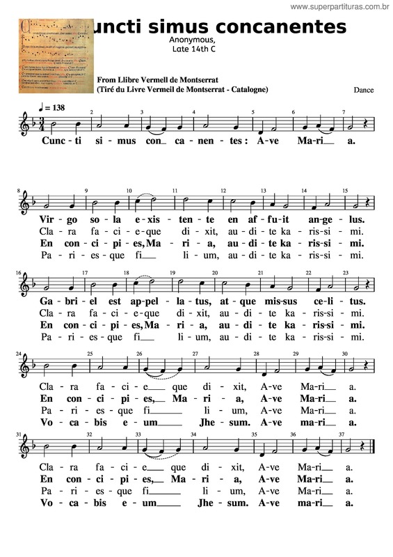 Partitura da música Livre Vermeil De Montserrat – 6 Cuncti Simus Concanentes  Musescore