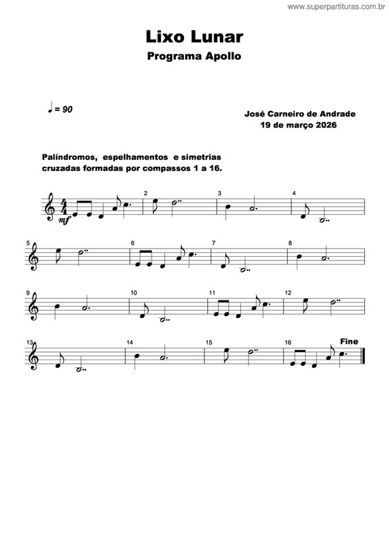 Partitura da música Lixo Lunar