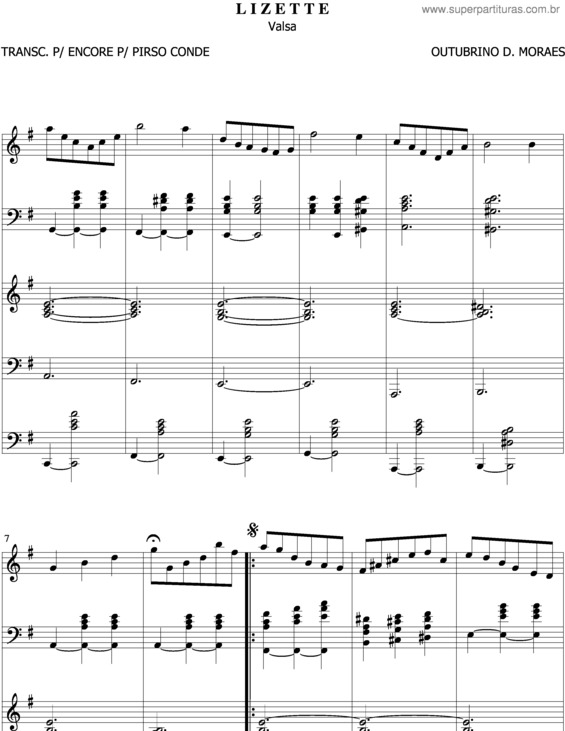 Partitura da música Lizette v.2