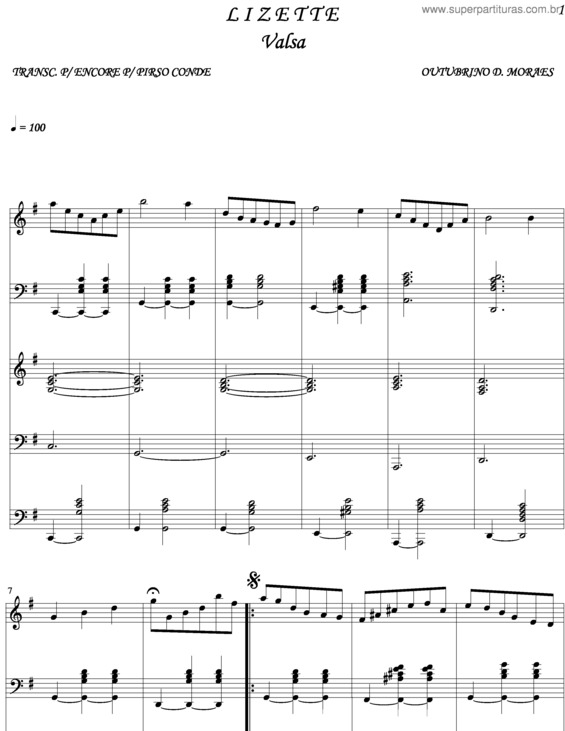 Partitura da música Lizette v.3