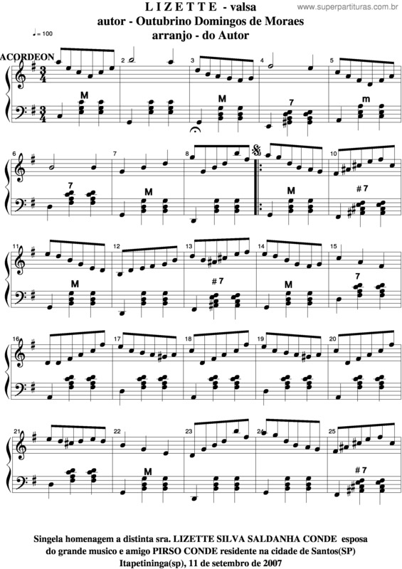 Partitura da música Lizette v.4