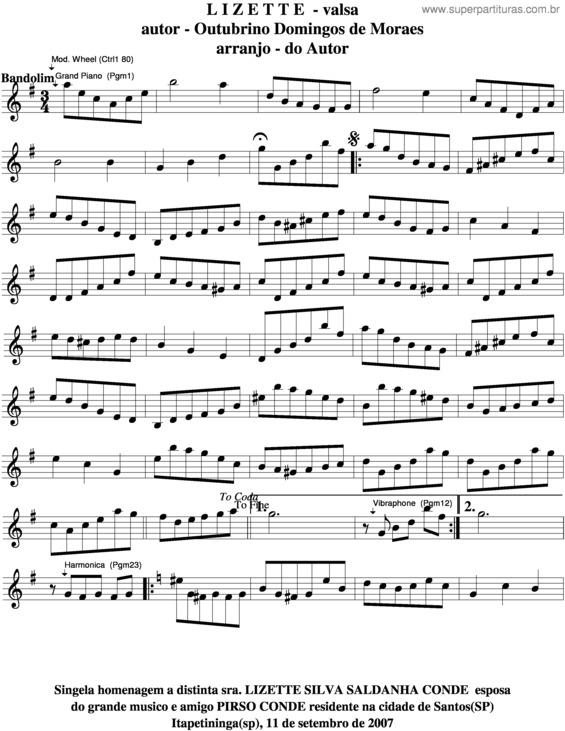 Partitura da música Lizette v.5