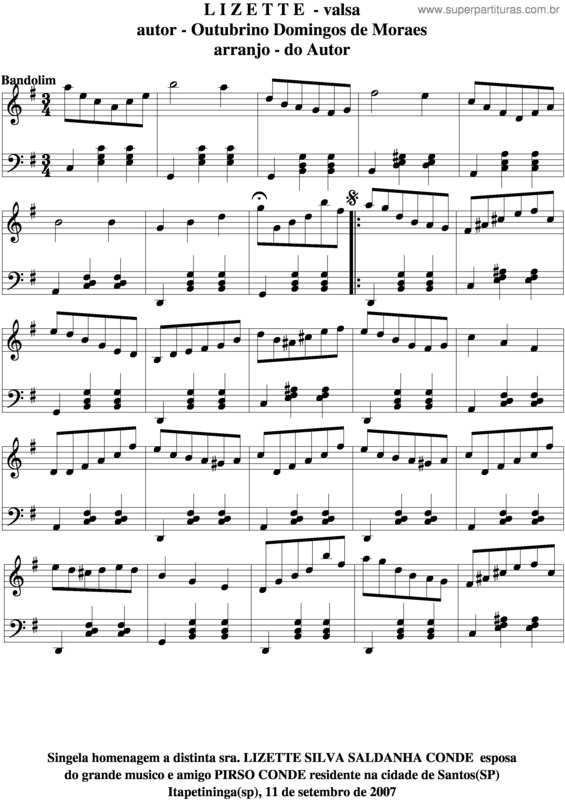 Partitura da música Lizette v.6