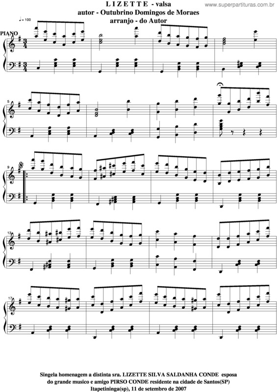 Partitura da música Lizzette