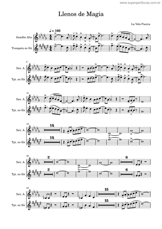 Partitura da música Llenos De Magia – La Vela Puerca