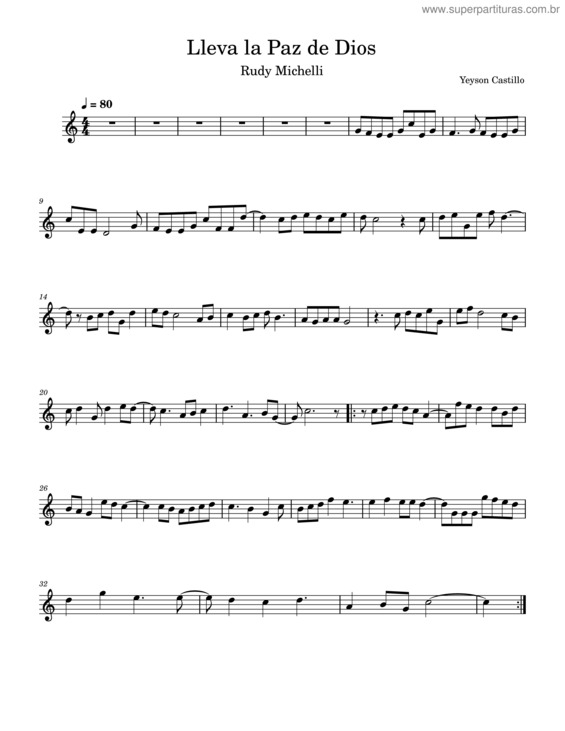 Partitura da música Lleva La Paz De Dios