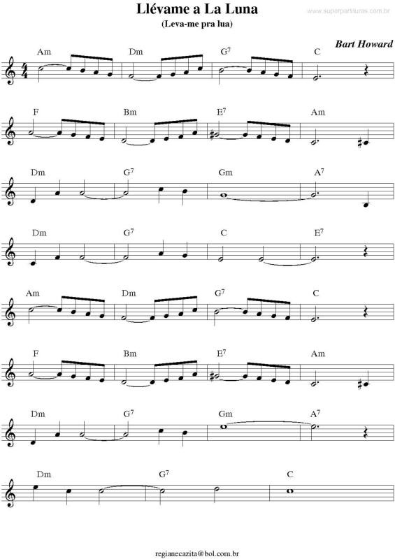 Partitura da música Llévame a La Luna