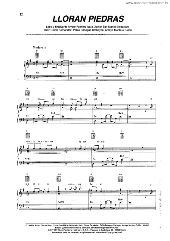 Partitura da música Lloran Piedras