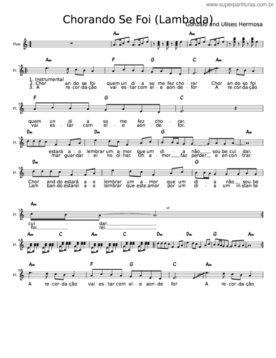 Partitura da música Llorando Se Fue v.2